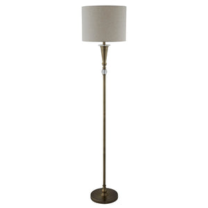 Searchlight Electric Oscar Floor Lamp - Antique Brass Metal & Linen 1012AB