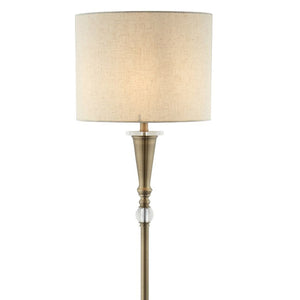 Searchlight Electric Oscar Floor Lamp - Antique Brass Metal & Linen 1012AB