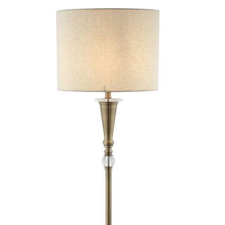 Searchlight Electric Oscar Floor Lamp - Antique Brass Metal & Linen 1012AB