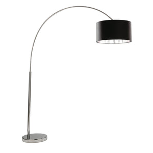 Searchlight Electric Giant Arc Floor Lamp - Chrome Metal & Black Fabric Shade 1013CC