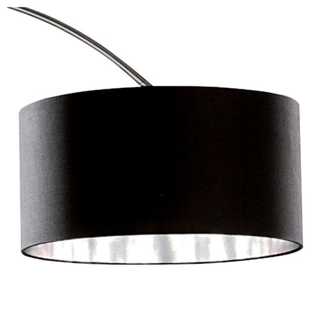 Searchlight Electric Giant Arc Floor Lamp - Chrome Metal & Black Fabric Shade 1013CC
