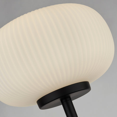 Searchlight Electric Lumina Floor Lamp - Black Metal & Opal Ribbed Glass 10274-1BK