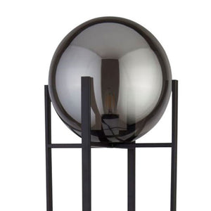 Searchlight Electric Amsterdam Floor Lamp  - Black Metal & Smoked Glass 1030-1SM
