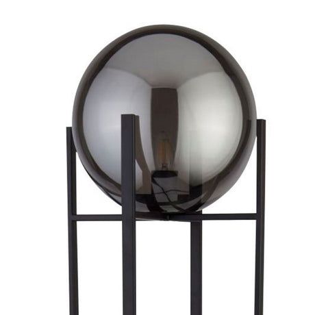Searchlight Electric Amsterdam Floor Lamp  - Black Metal & Smoked Glass 1030-1SM