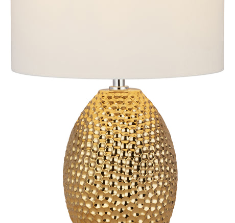 Searchlight Electric Nadine Table Lamp - Gold Ceramic & Cream Fabric Shade 1034-1GO