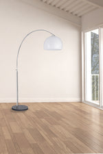 Searchlight Electric Arcs Floor Lamp - Chrome, Black Marble Base & White Shade 1037CC
