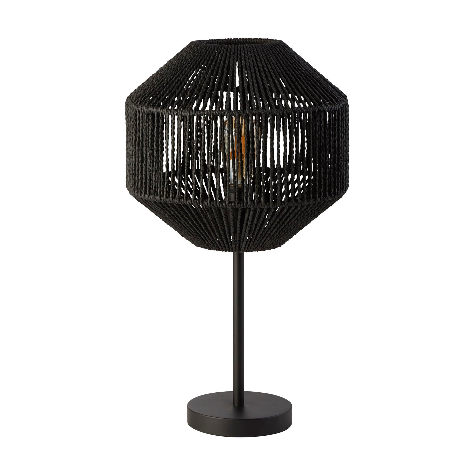 Searchlight Electric Wicker Table Lamp  - Matt Black Metal & Black Rope Shade 11201-1BK
