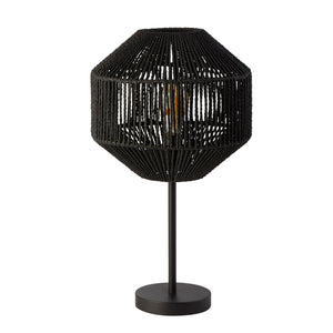 Searchlight Electric Wicker Table Lamp  - Matt Black Metal & Black Rope Shade 11201-1BK