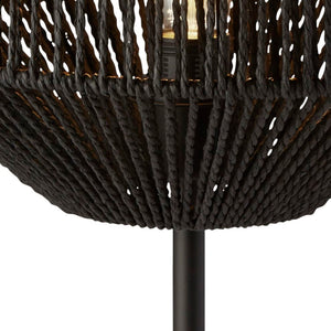 Searchlight Electric Wicker Table Lamp  - Matt Black Metal & Black Rope Shade 11201-1BK
