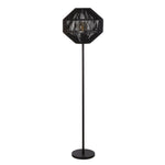 Searchlight Electric Wicker Floor Lamp - Matt Black Metal & Black Rope Shade 11202-1BK