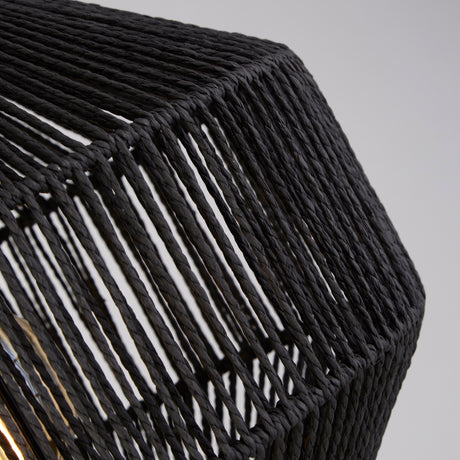 Searchlight Electric Wicker Floor Lamp - Matt Black Metal & Black Rope Shade 11202-1BK