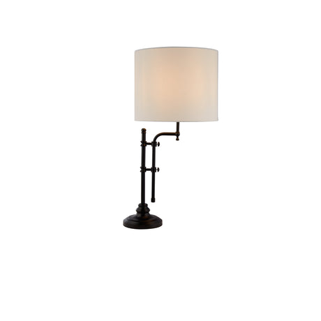 Munich Table Lamp - Matt Black Metal & Natural Linen Shade