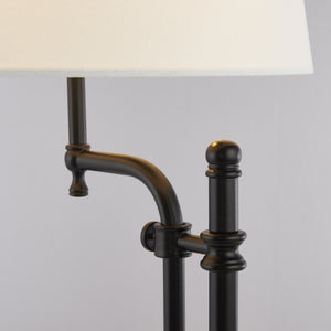 Searchlight Electric Munich Table Lamp - Matt Black Metal & Natural Linen Shade 12082-1BK