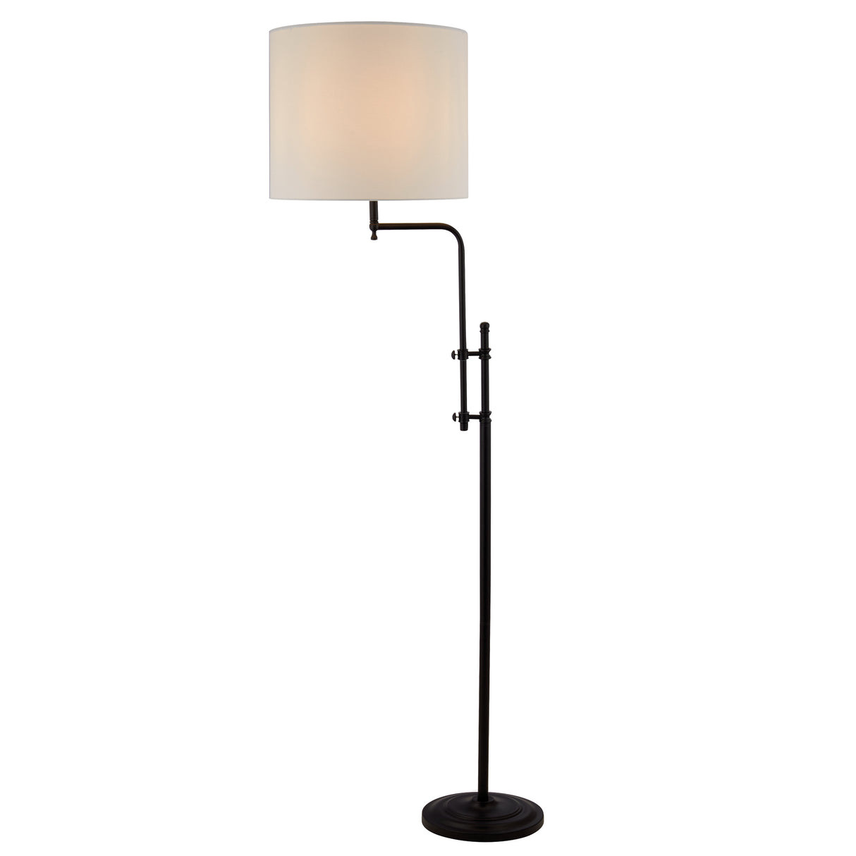 Munich Floor Lamp - Matt Black Metal & Natural Linen Shade