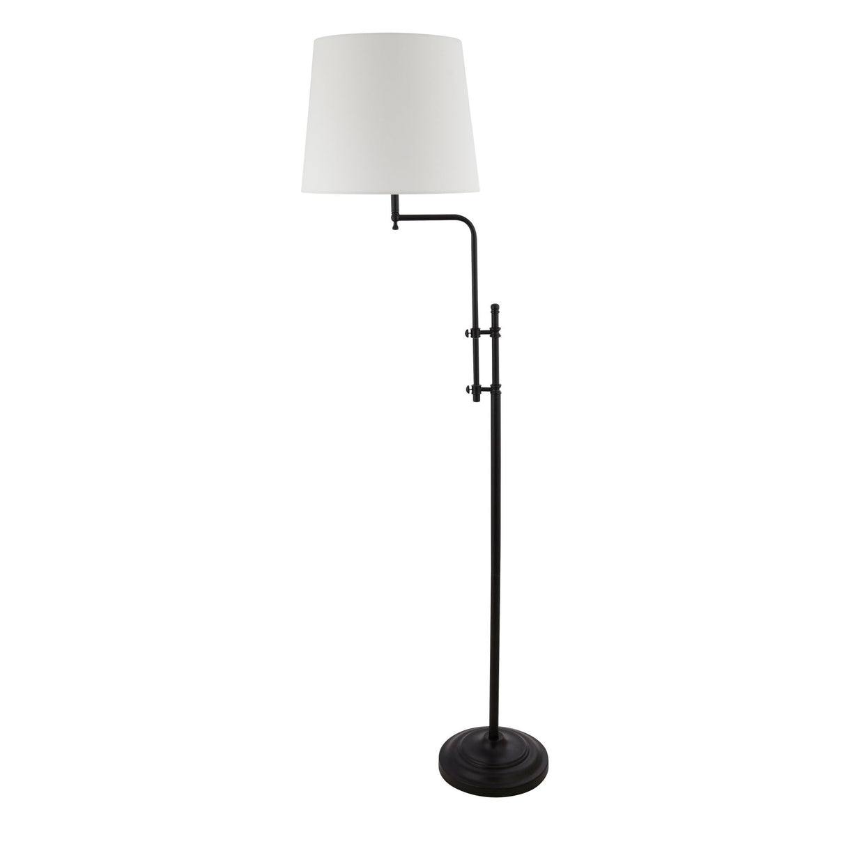 Searchlight Electric Munich Floor Lamp - Matt Black Metal & Natural Linen Shade 12083-1BK