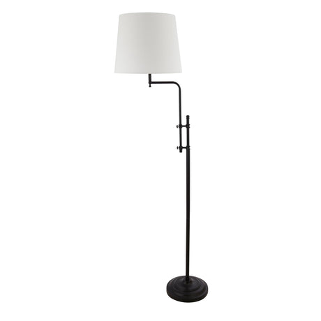 Searchlight Electric Munich Floor Lamp - Matt Black Metal & Natural Linen Shade 12083-1BK