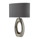 Searchlight Electric Artisan Table Lamp - Ceramic, Chrome & Grey Faux Silk Shade 1213CC