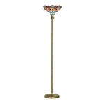 Dragonfly Floor Lamp - Antique Brass & Stained Glass