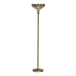 Searchlight Electric Dragonfly Floor Lamp - Antique Brass & Stained Glass 1285