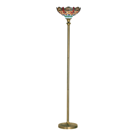 Searchlight Electric Dragonfly Floor Lamp - Antique Brass & Stained Glass 1285