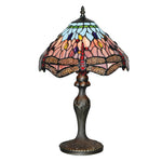 Searchlight Electric Dragonfly Table Lamp - Antique Brass & Stained Glass 1287