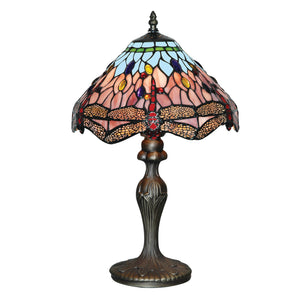 Searchlight Electric Dragonfly Table Lamp - Antique Brass & Stained Glass 1287