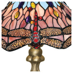Searchlight Electric Dragonfly Table Lamp - Antique Brass & Stained Glass 1287