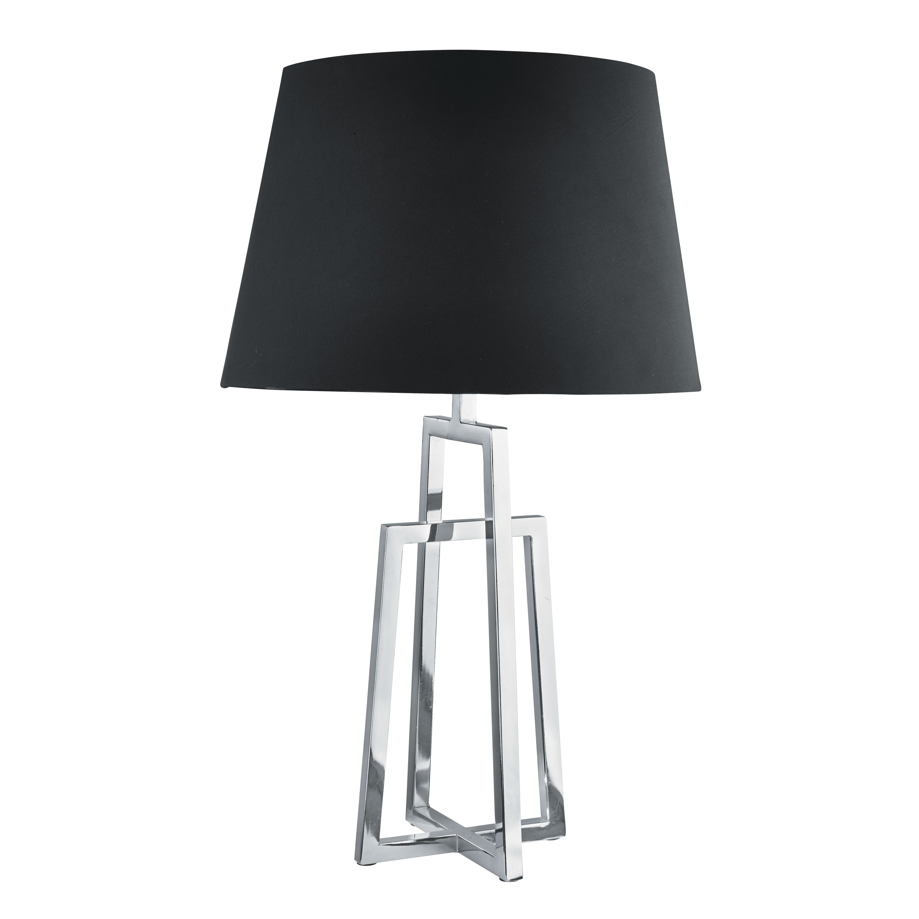 Searchlight Electric York Table Lamp - Chrome Base & Black Tapered Shade 1533CC-1