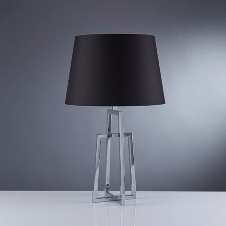 Searchlight Electric York Table Lamp - Chrome Base & Black Tapered Shade 1533CC-1