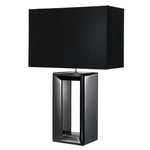 Searchlight Electric Mirror Table Lamp - Smoked Mirrored Glass & Black Faux Silk 1610BK