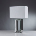 Searchlight Electric Mirror Table Lamp - Mirrored Base & White Faux Silk Shade 1610