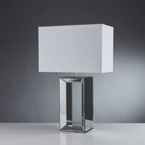 Searchlight Electric Mirror Table Lamp - Mirrored Base & White Faux Silk Shade 1610