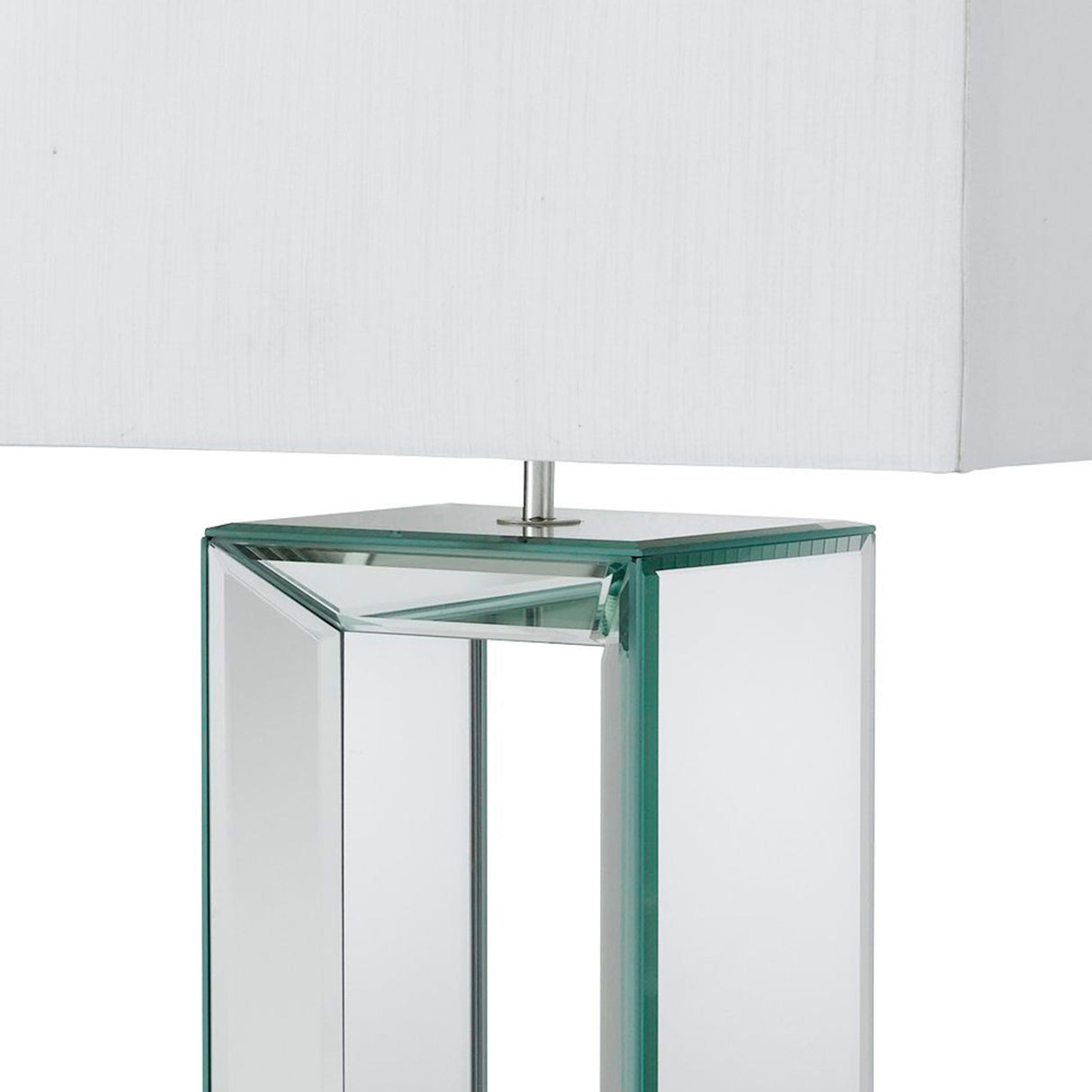 Searchlight Electric Mirror Table Lamp - Mirrored Base & White Faux Silk Shade 1610