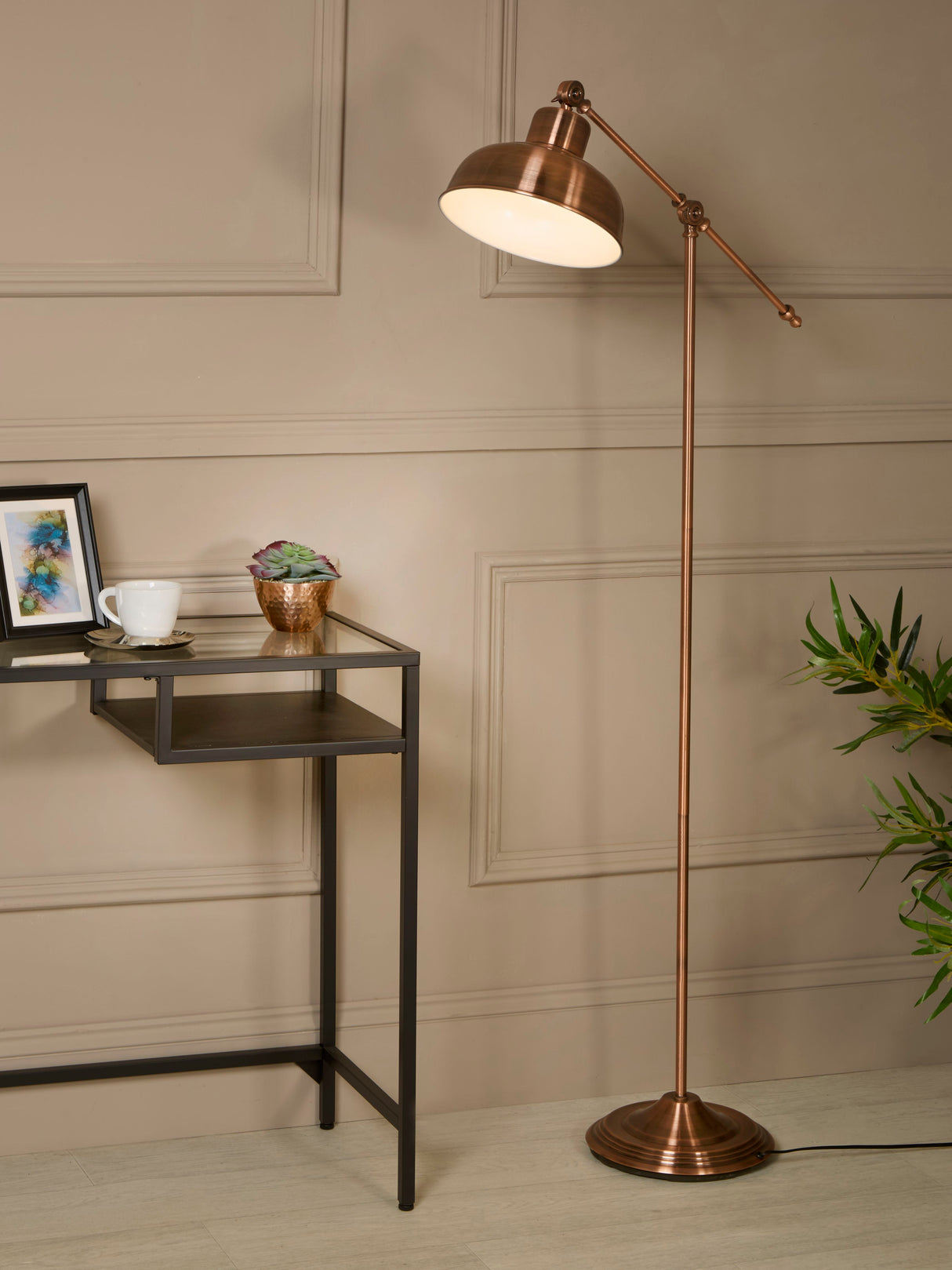 Searchlight Electric Macbeth Floor Lamp - Antique Copper Metal 2028CU
