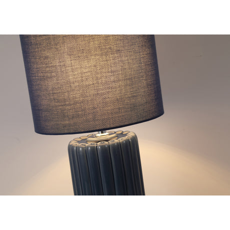 Searchlight Electric Groove 1Lt Table Lamp, Navy Blue with matching Shade 22353AZ
