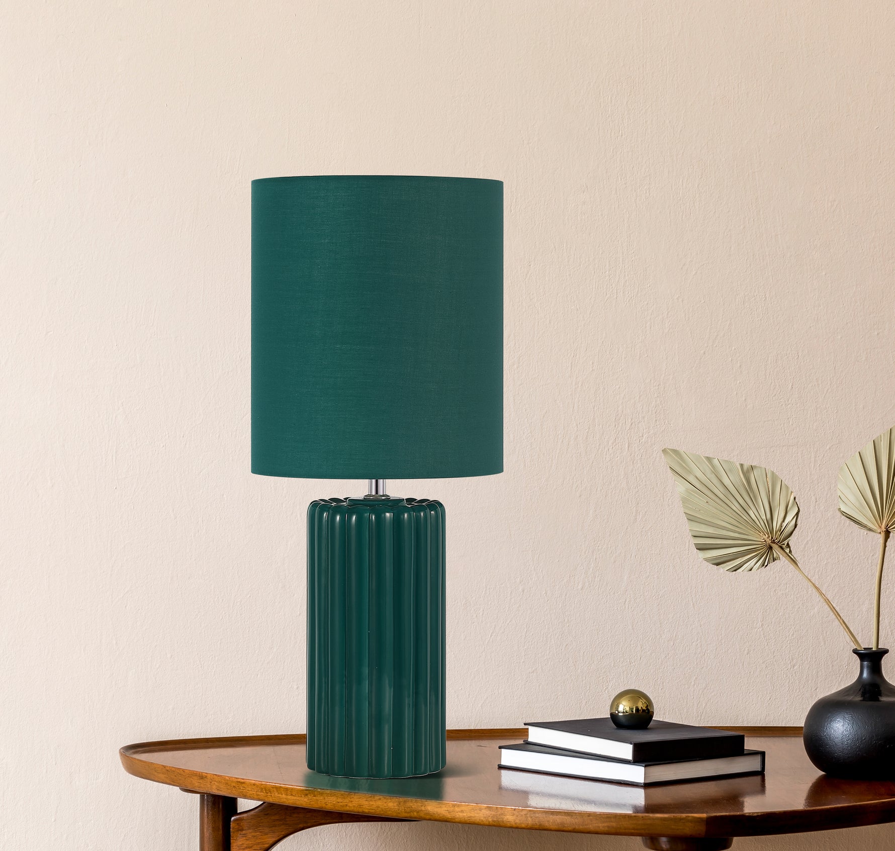 Searchlight Electric Groove 1Lt Table Lamp, Olive Green with matching Shade 22353GR
