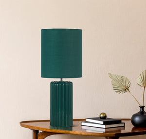 Searchlight Electric Groove 1Lt Table Lamp, Olive Green with matching Shade 22353GR