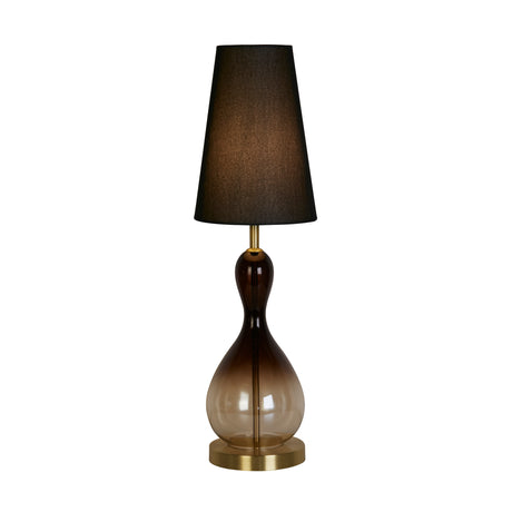 Marakesh 1Lt Table Lamp Satin Brass Metal Black Ombre Glass
