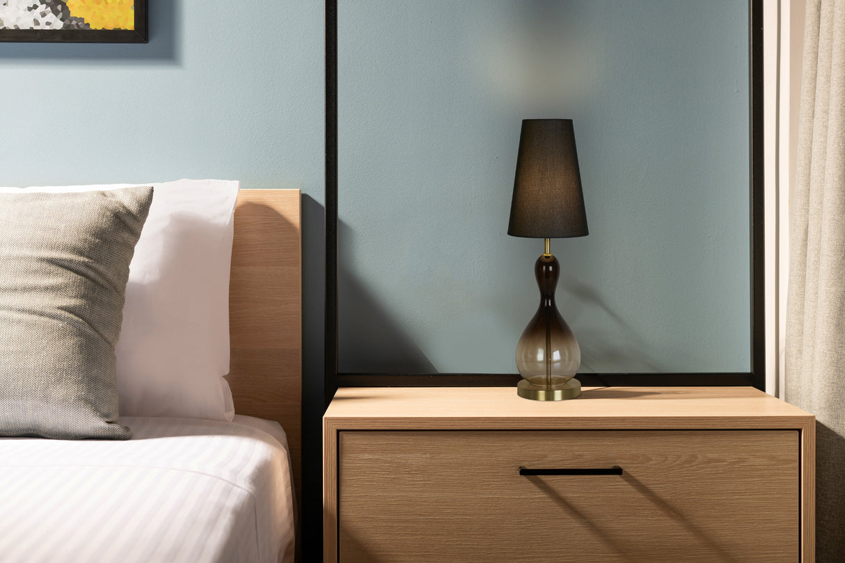 Searchlight Electric Marakesh 1Lt Table Lamp Satin Brass Metal Black Ombre Glass 23186BK