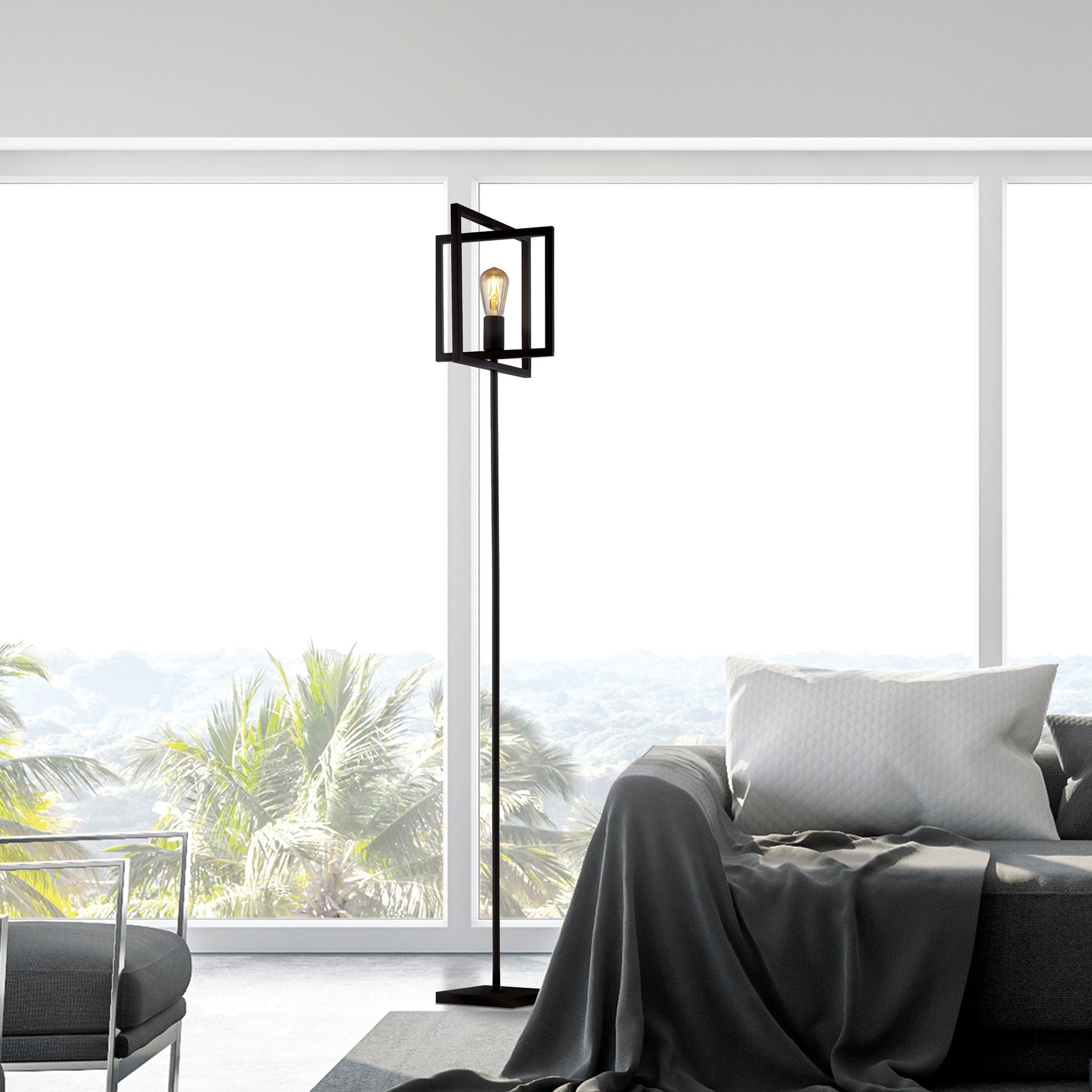Searchlight Electric Plaza Floor Lamp - Matt Black Metal 23202-1BK