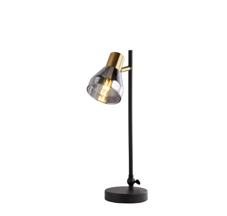 Westminster Table Lamp - Black, Satin Brass Metal & Smoked
