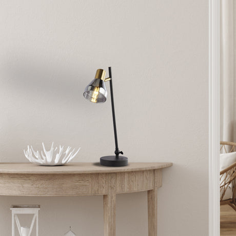 Searchlight Electric Westminster Table Lamp - Black, Satin Brass Metal & Smoked 23802-1SM
