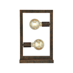 Oblong 2Lt Table Lamp - Rustic Brown Metal