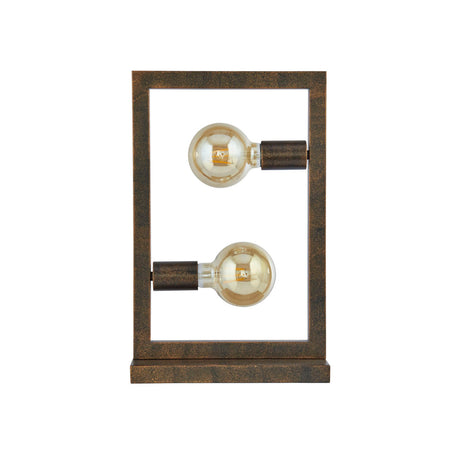 Searchlight Electric Oblong 2Lt Table Lamp - Rustic Brown Metal 24101-2RU