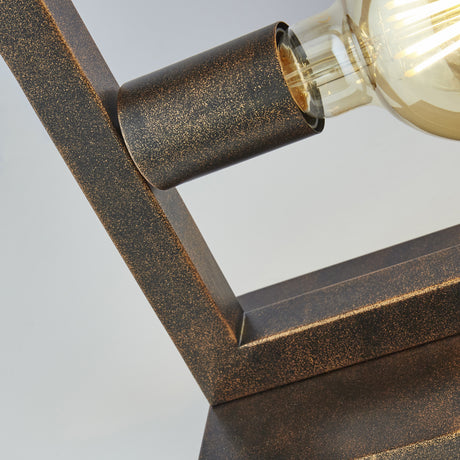 Searchlight Electric Oblong 2Lt Table Lamp - Rustic Brown Metal 24101-2RU