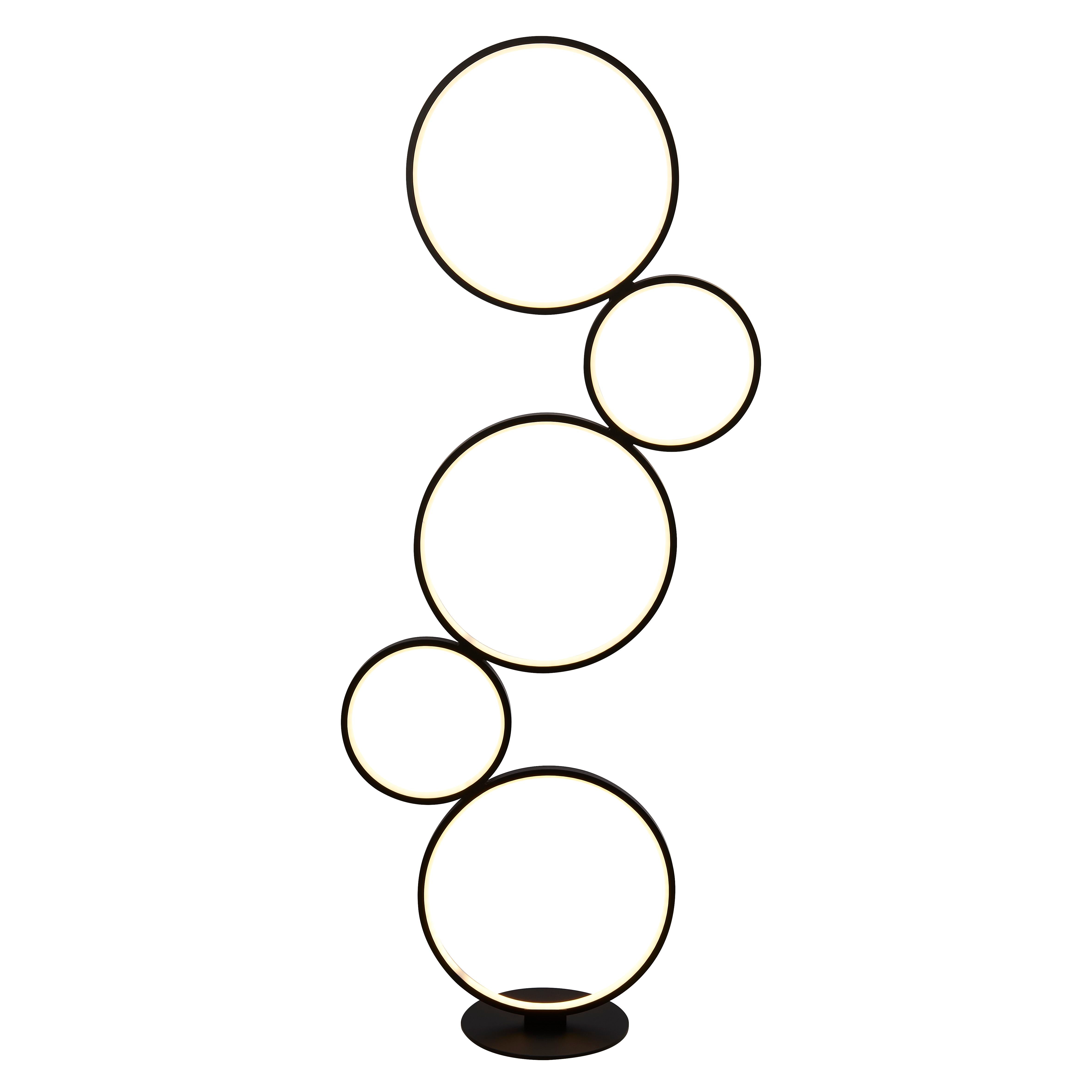 Cirque 5Lt Ring Floor Lamp  - Black Metal & Opal Silicon
