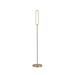 Mod LED Floor Lamp, Satin Brass Metal, Opal Acrylic & Clear
