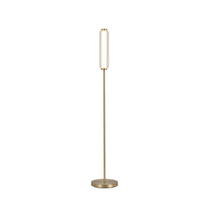 Mod LED Floor Lamp, Satin Brass Metal, Opal Acrylic & Clear