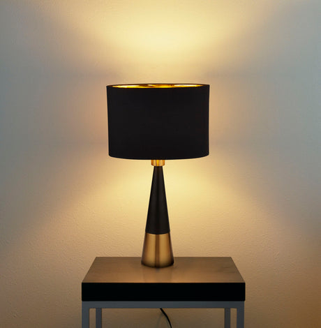 Searchlight Electric Chloe Table Lamp - Antique Copper & Oval Black Shade 2743BGO