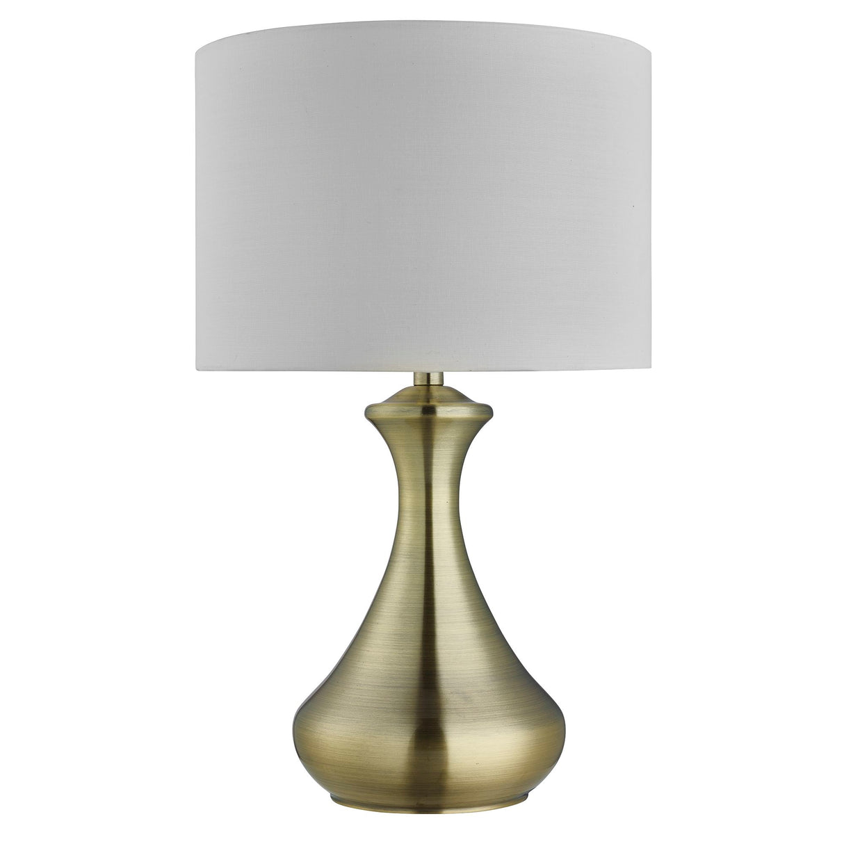 Touch Table Lamp  - Antique Brass Metal & Ivory Fabric Shade
